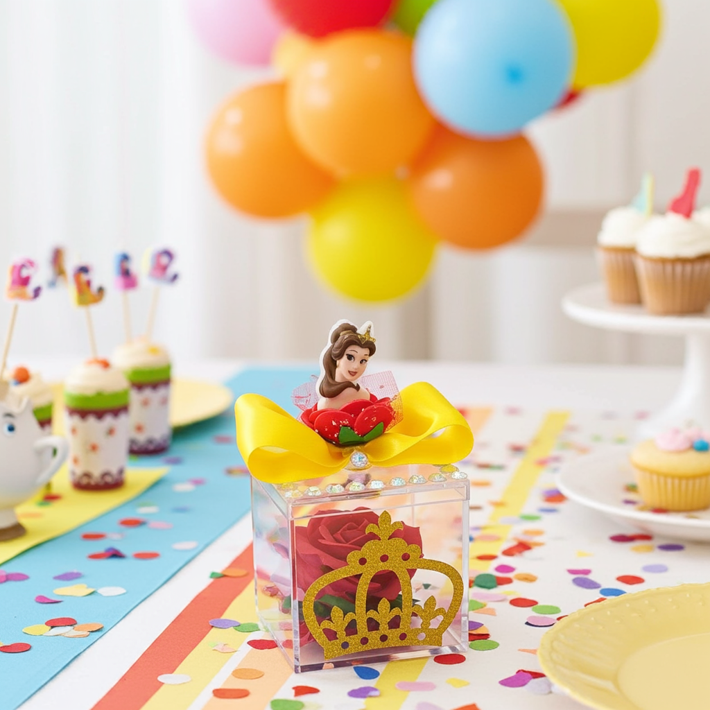 Beauty and the Beast party favor box — fairy-tale handmade design from Party By Imagination