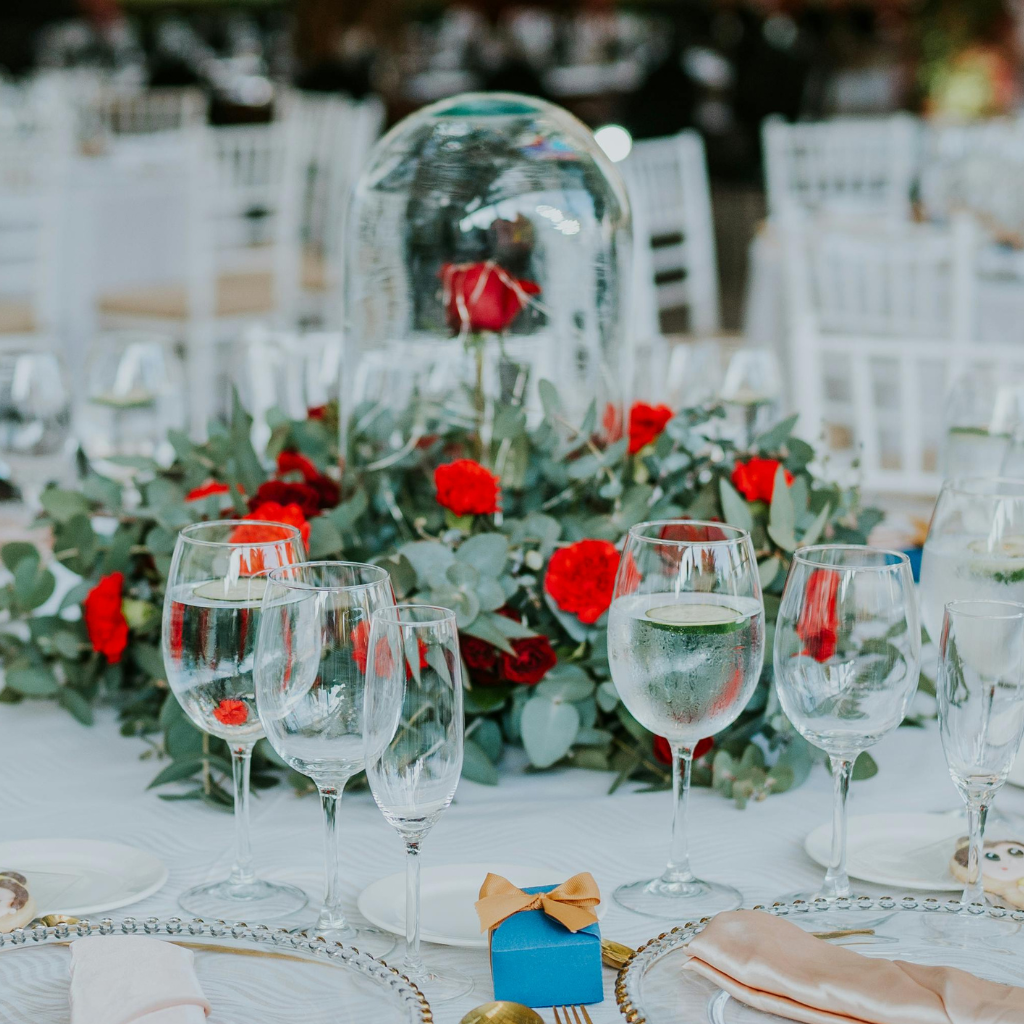 Elegant wedding table decorations handmade by Party By Imagination