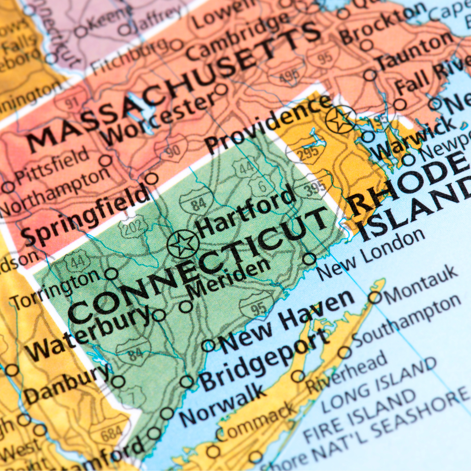 Map of Delaware highlighting Wilmington, Dover, Newark, Middletown, and Smyrna — featured on the Delaware Party Store page by Party By Imagination.